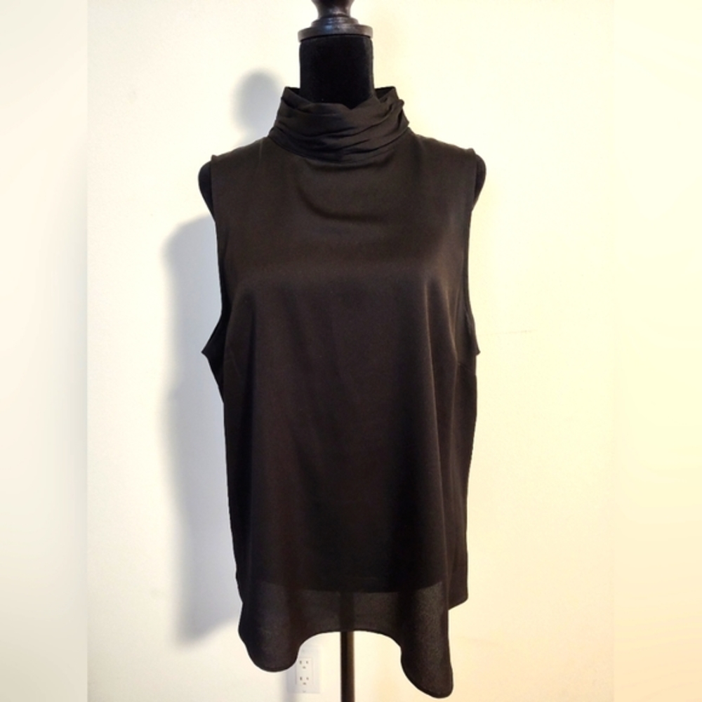Vince Camuto - Women's Mock Neck Blouse Black - Large